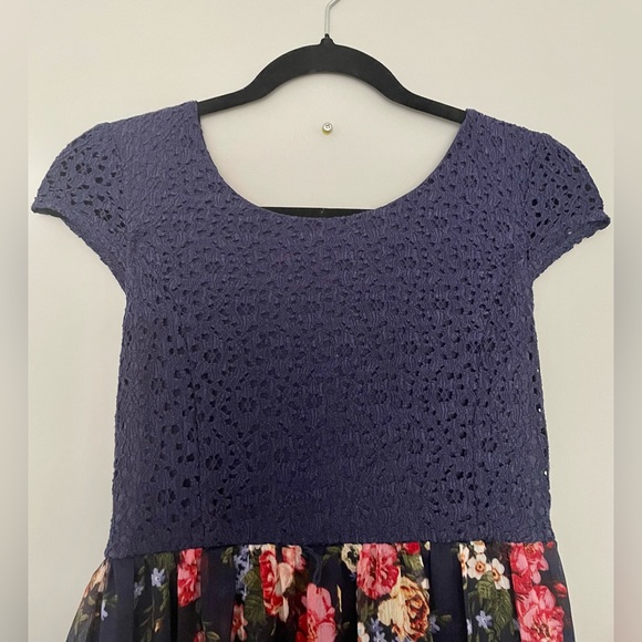 Blue Floral High Low Dress - Picture 3 of 5